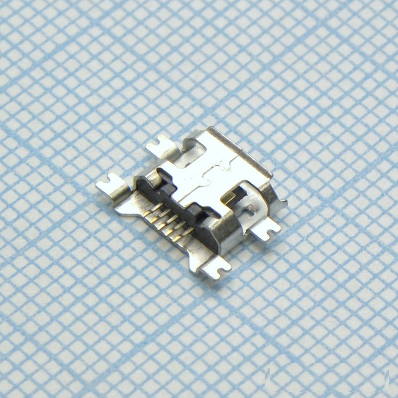 Разъем microUSB (м) на плату, 5 конт., поверхн.монтаж в разрез платы (microUSB 5BF)