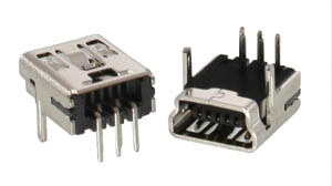 гнездо на плату Разъем miniUSB (м) на плату, 5 конт., сквозной монтаж (miniUSB 05-BFR)