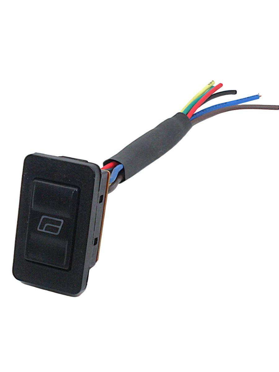 Переключатель 5 конт., автомоб., для стеклопод., черный (on)-off-(on) с подсветкой и проводоми (12В,20А) 6С