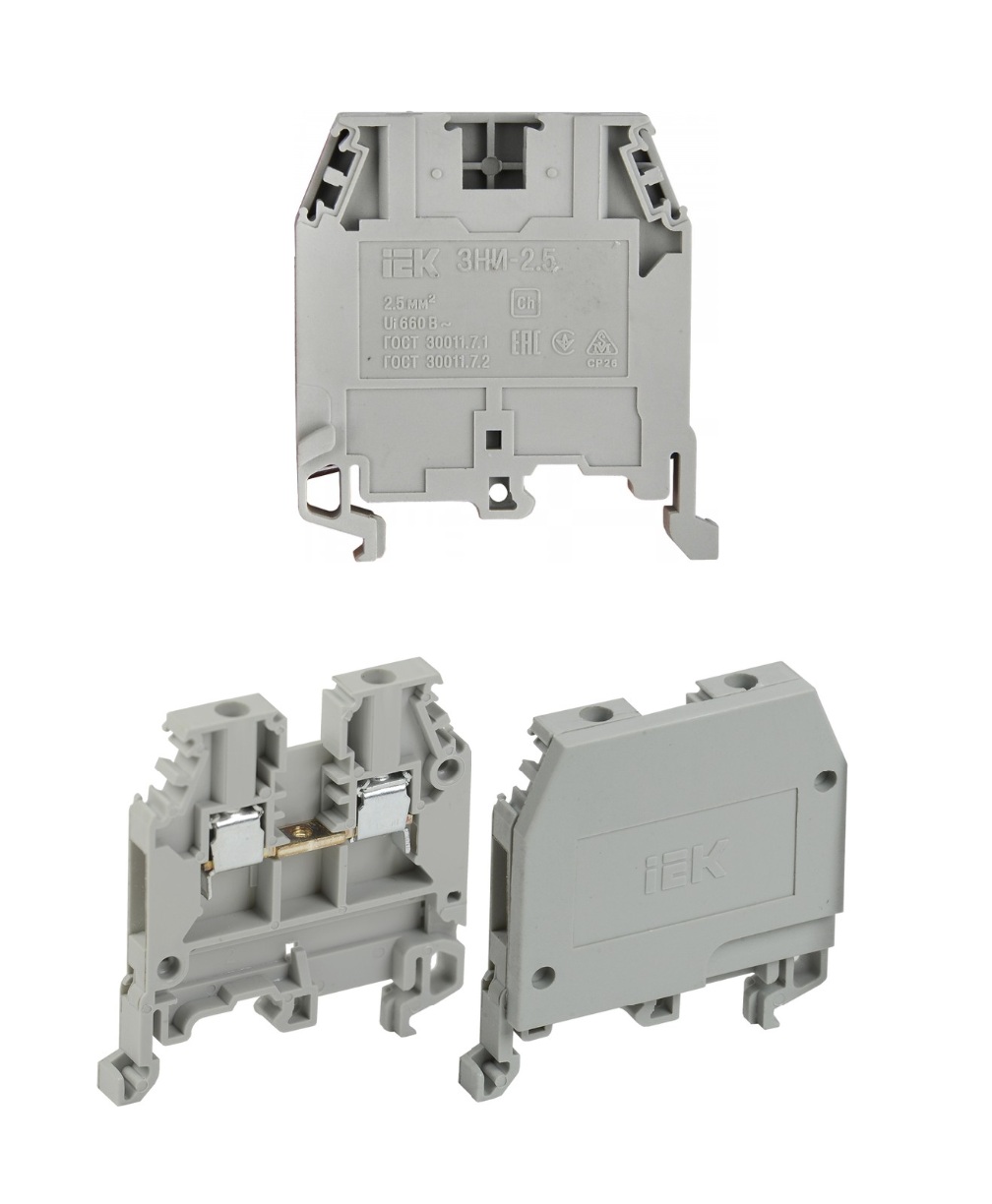 Зажим наборный на DIN-рейку:ЗНИ-2,5мм2, серый (YZN10-002-K03)