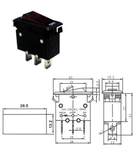 Выкл.с пред/автомат:RS-1-R15, 10А 250VAC / 32VDC