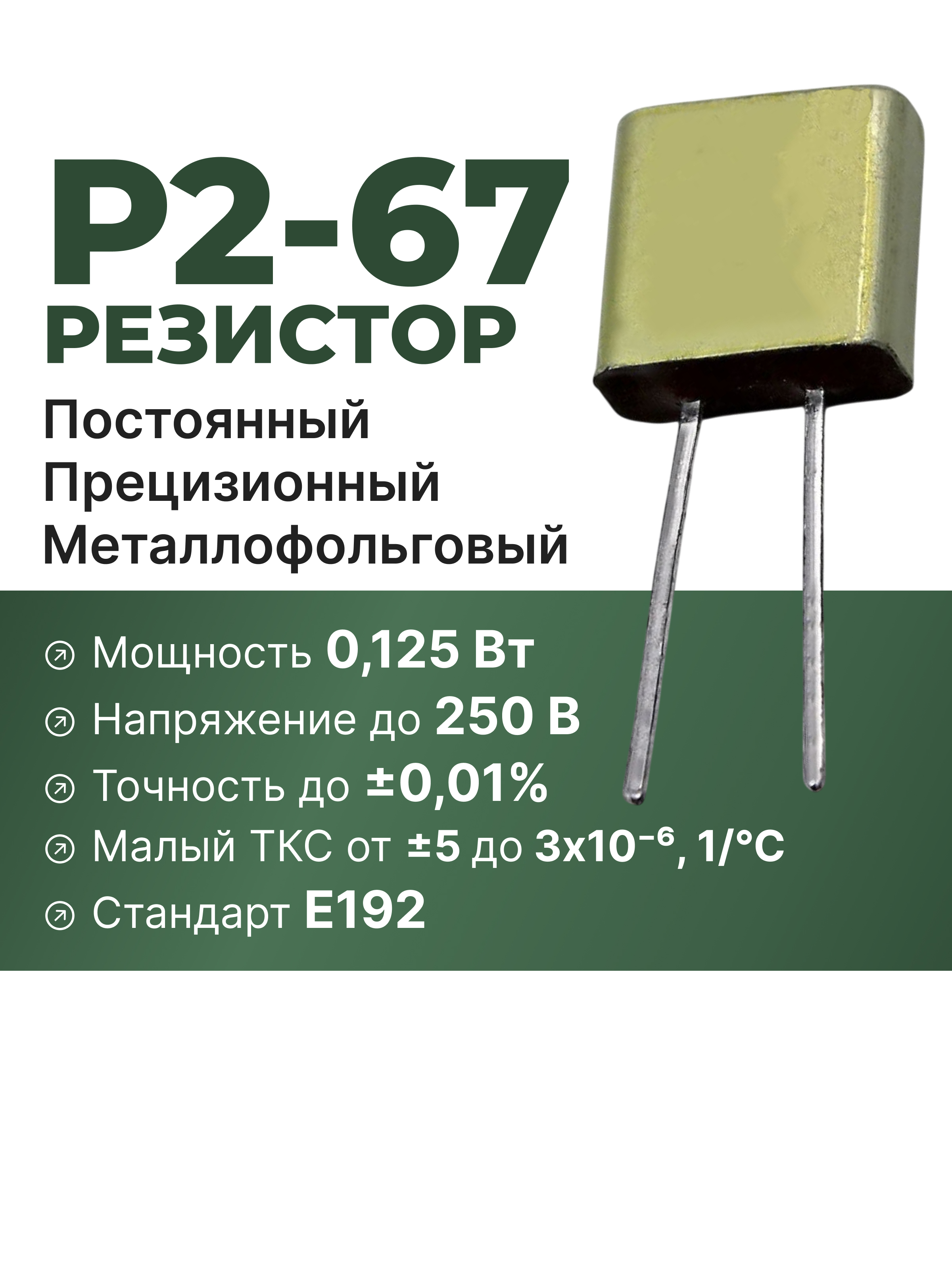 Р2-67-0,125-3,97 КОМ-1А-0,05%  89г