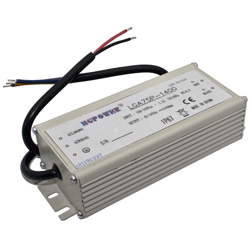 AC/DC- LED 1400mA 75 100-240VAC->42-54VDC IP67 LGA-75P-1400
