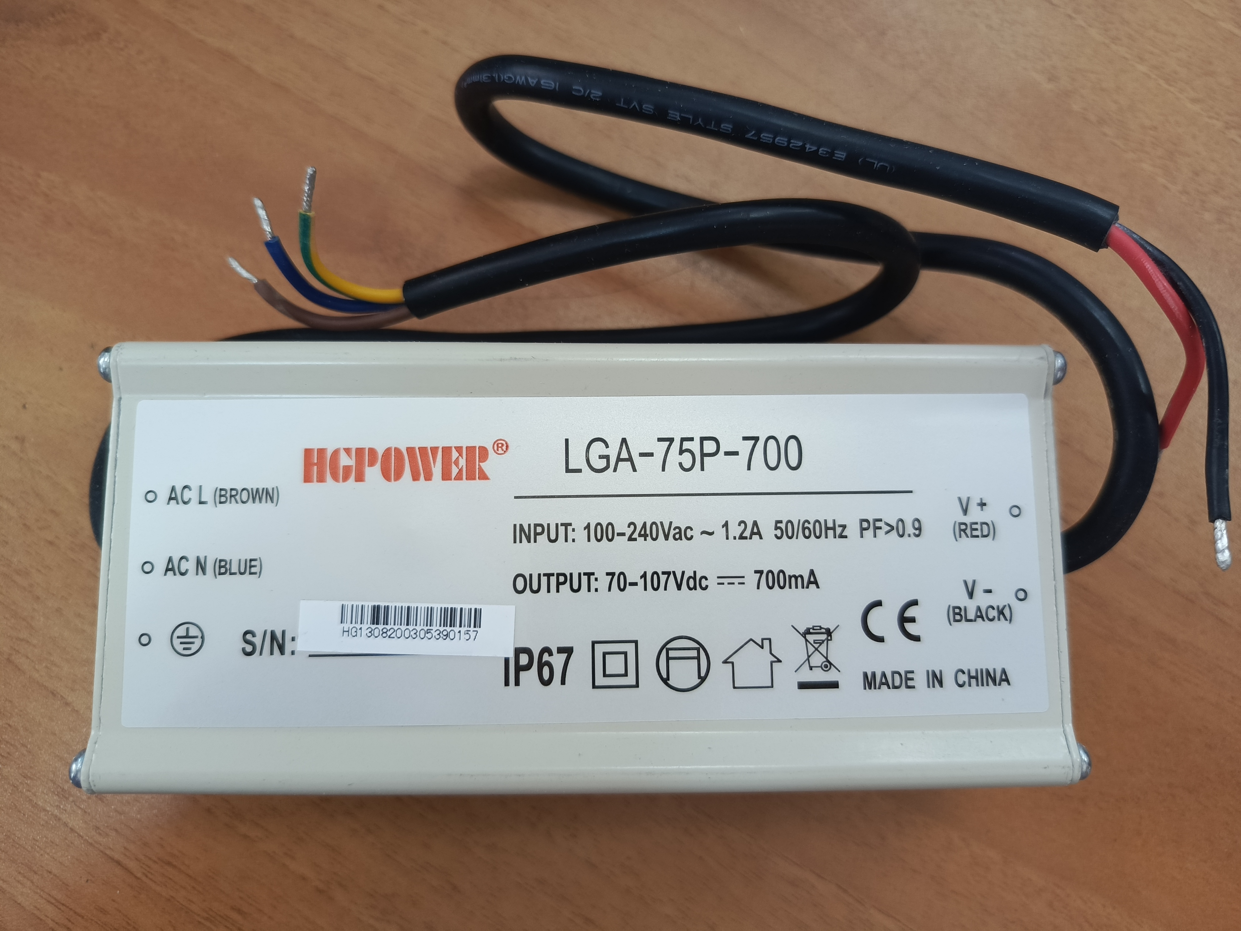 AC/DC-драйвер для LED 700мА 75W 100…240->70…107V IP67 (LGA-75P-700) AC/DC- LED 700 75W 100240->70107V IP67 (LGA-75P-700)