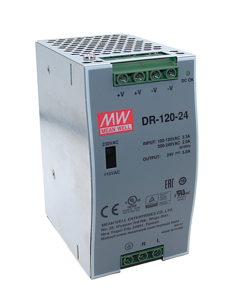 AC/DC на DIN-рейку 120W 220->24V (DR-120-24) MW