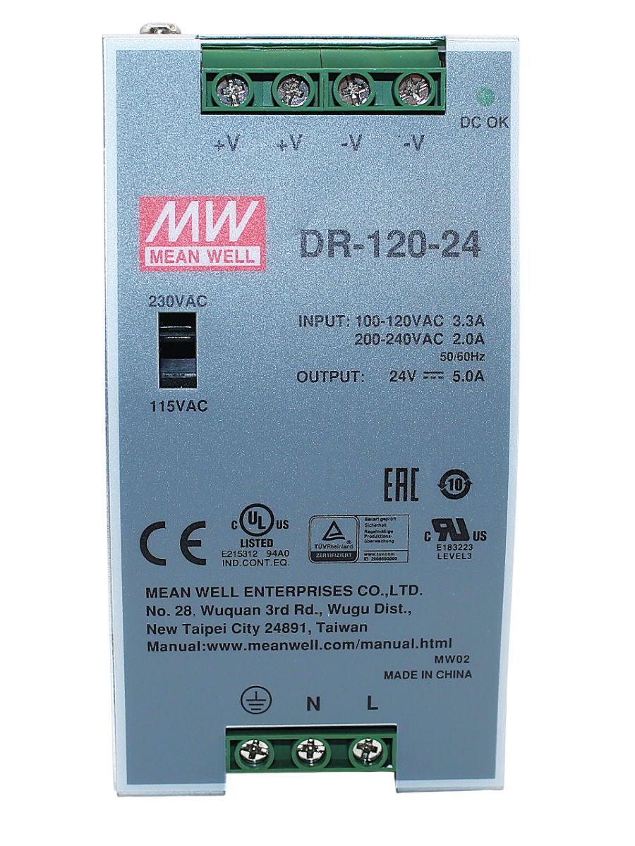 AC/DC на DIN-рейку 120W 220->24V (DR-120-24) MW