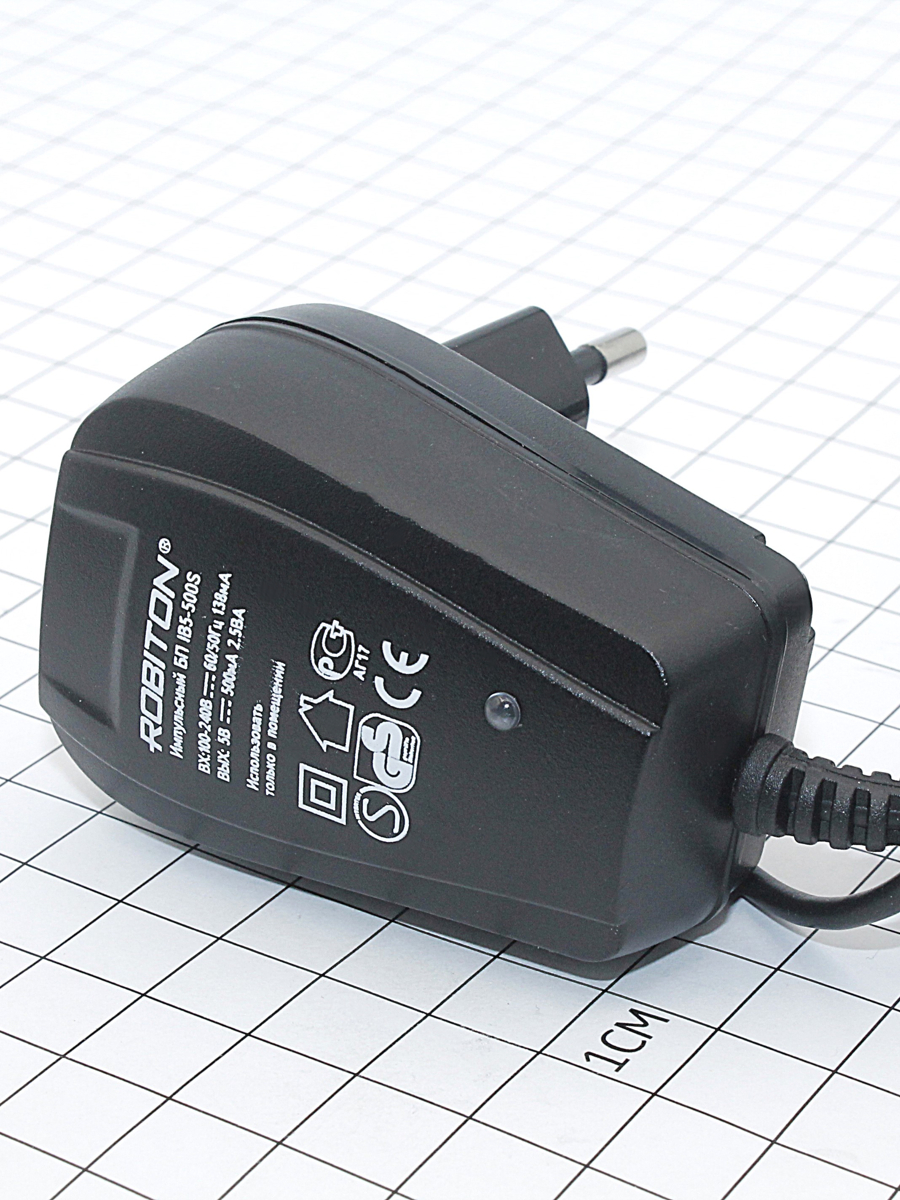 AC/DC Адаптер   2,5W 220->5V/0,5A (I-B5-500S)