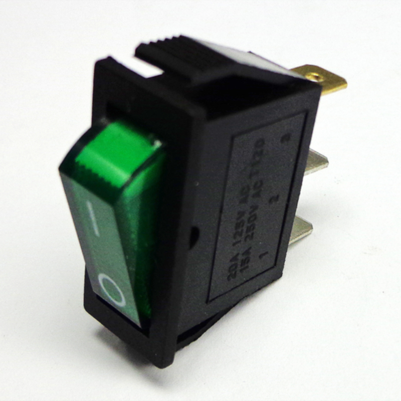 Переключатель 3 конт., 26х10, зеленый, с подсветкой (IRS-101-1A3) 250V/15A Переключатель 3 конт., 26х10, зеленый, с подсветкой (IRS-101-1A3) 250V/15A