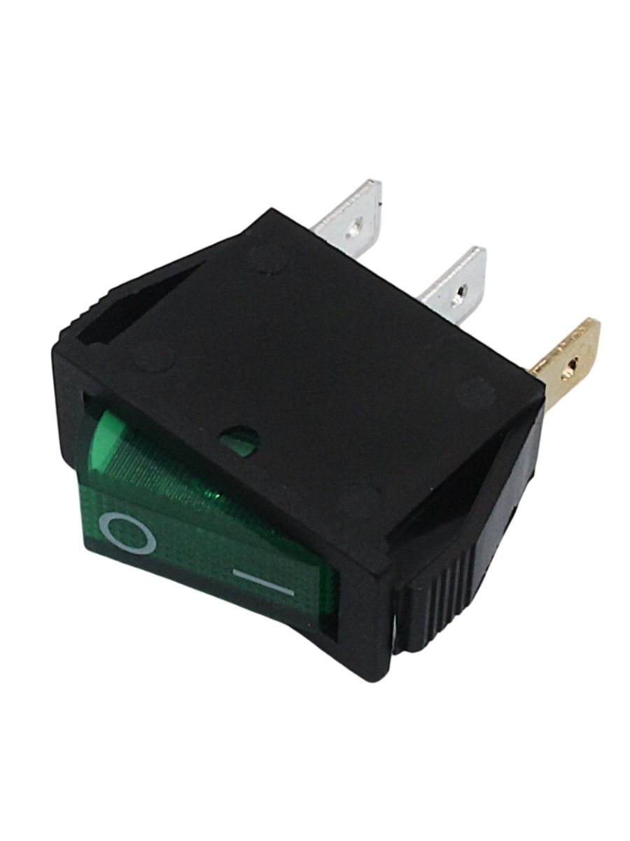 Переключатель 3 конт., 26х10, зеленый, с подсветкой (IRS-101-1A3) 250V/15A