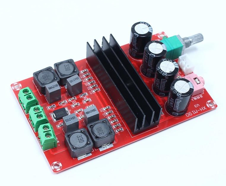Питание: 12-24VDC; 4-8 Ом; 14Hz-100kHz; Размеры 105х65х23 мм KIT-CFS-M190 Двухканальный усилитель кл.D 2x100W TDA3116D2