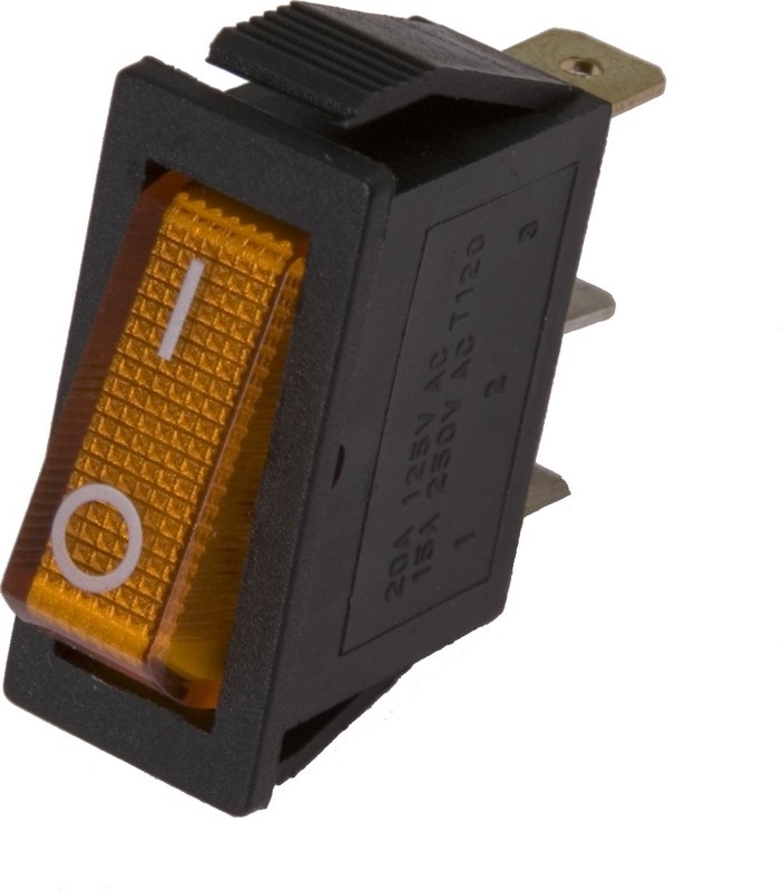 Переключатель 3 конт., 26х10, желтый, с подсветкой (IRS-101-1A3) 250V/15A