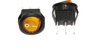 Переключатель круглый, 3 конт., желтый (SMRS-102-2C3) 250В/3A